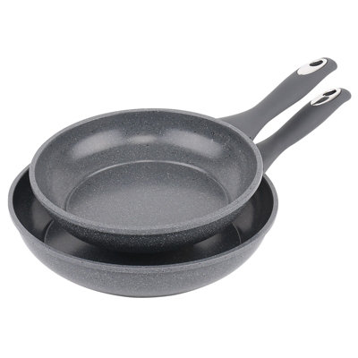 Forged 9 Pcs Grey Marble Carbon Steel Cookware Set Non Stick Pan Saucepan Pots