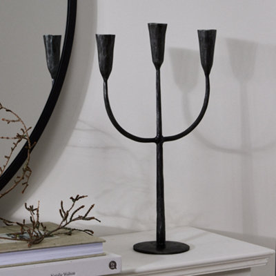 Forged Iron Trident Taper Xmas Table Decoration Centrepiece Décor Candle Holder - 3