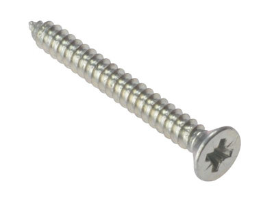 Forgefix 1 Inch Self-Tapping Pozidriv Screws - Box of 200, Zinc-Plated Countersunk Design