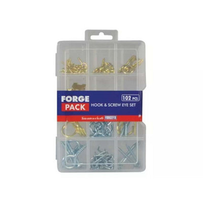 Forgefix 102 Piece Hook Screw Picture Hanging Assorted Set in Organiser FPHESET Price Comparisons | Compare The Build
