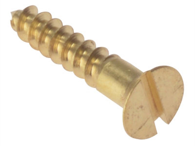 ForgeFix CSK126BR Wood Screw Slotted CSK Solid Brass 1/2in x 6 Box 200 FORCSK126B