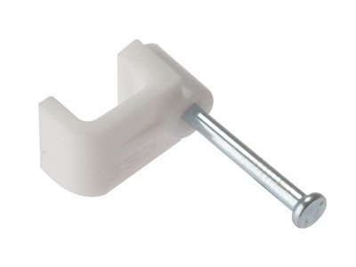 ForgeFix FCCBW Cable Clip Flat White Bellwire Box 100 FORFCCBW