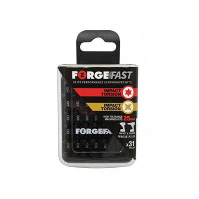 Forgefix Forgefast Pz/tx Compatible Impact Bit Set, 31 Piece Black ...