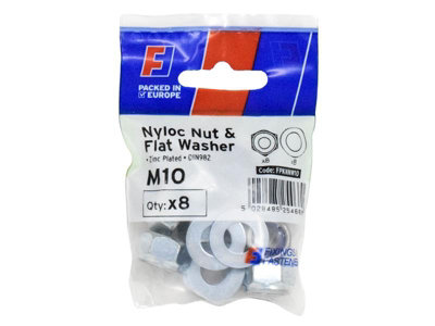ForgeFix FPKNNW10 Nyloc Nut & Washer M10 ForgePack 8 FORFPKNNW10