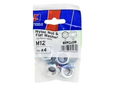 ForgeFix FPKNNW12 Nyloc Nut & Washer M12 ForgePack 4 FORFPKNNW12