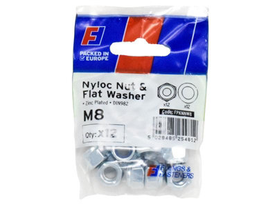 ForgeFix FPKNNW8 Nyloc Nut & Washer M8 ForgePack 12 FORFPKNNW8
