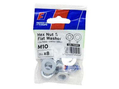 ForgeFix FPKNW10 Nut & Washer M10 ForgePack 8 FORFPKNW10