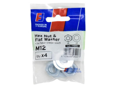 ForgeFix FPKNW12 Nut & Washer M12 ForgePack 4 FORFPKNW12