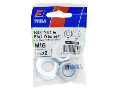 ForgeFix FPKNW16 Nut & Washer M16 ForgePack 2 FORFPKNW16