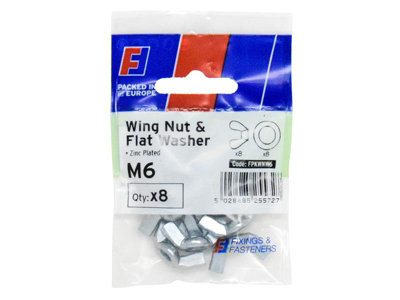 ForgeFix FPKWNW6 Wing Nut & Washer M6 ForgePack 8 FORFPKWNW6