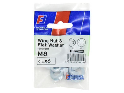 ForgeFix FPKWNW8 Wing Nut & Washer M8 ForgePack 6 FORFPKWNW8
