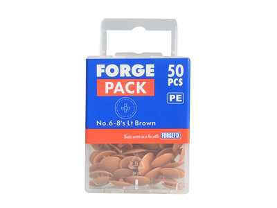 ForgeFix FPPCC4 Pozi Compatible Cover Cap Light Brown No.6-8 Forge Pack 50 FORFPPCC4