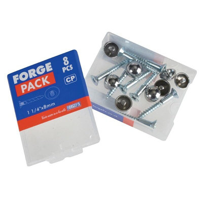 Forgefix Mirror Screws, Chrome Domed Top, Zp Multi Colour (1.1/2in x 8 ...