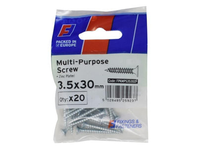 ForgeFix Multi-Purpose Pozi Screw CSK ST ZP 3.5 x 30mm ForgePack 20 FORFPMS3530Z
