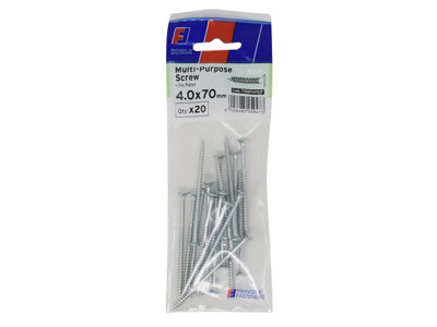 ForgeFix Multi-Purpose Pozi Screw CSK ST ZP 4.0 x 70mm ForgePack 20 FORFPMS470Z