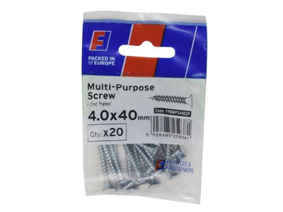 ForgeFix Multi-Purpose Pozi Screw CSK ST ZP 4. x 40mm ForgePack 20 FORFPMS440Z