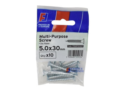 ForgeFix Multi-Purpose Pozi Screw CSK ST ZP 5.0 x 30mm ForgePack 10 FORFPMS530Z