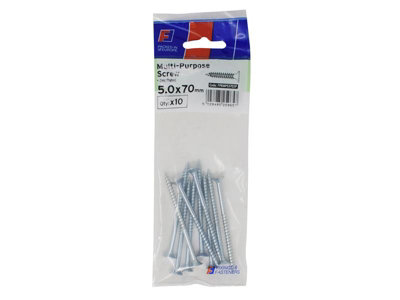 ForgeFix Multi-Purpose Pozi Screw CSK ST ZP 5.0 x 70mm ForgePack 10 FORFPMS570Z