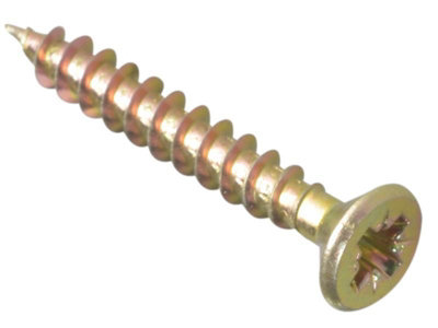 Forgefix Multi-Purpose Pozi Screws 4.0 x 35mm - Durable Zinc Yellow Finish, Box of 200