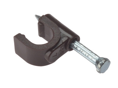 ForgeFix RCC67BR Cable Clip Round Coax Brown 6-7mm Box 100 FORRCC67BR