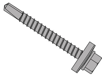 ForgeFix TFHW16SD5560L TechFast Roofing Sheet to Steel Hex Screw & Washer No.3 Tip 5.5 x 60mm Box 100 FORTFHW5560L