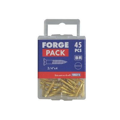 Forgefix Wood Screws, Slotted, Csk, Br Multi Colour (3/4in x 4 ...