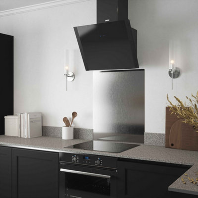 Forgeworks  Brushed Silver Stainless Steel - Self Adhesive - Metal Kitchen Splashback 600mm x 750mm x 0.9mm