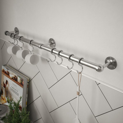 Forgeworks Easy-Fit Kitchen Utensil Rail Kit - Brushed Stainless Steel ...