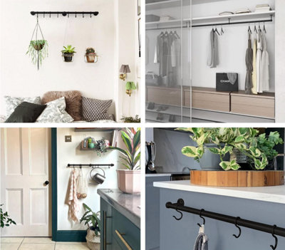 Forgeworks Easy-Fit Kitchen Utensil Rail Kit - Matt Black - 100cm with ...