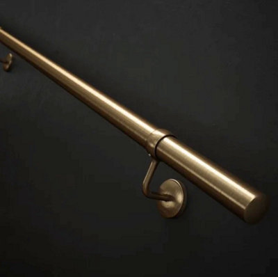 Forgeworks Premium Antique Brass 3.6m Indoor Stair Handrail Kit. Easy Install all in One Box with brackets & endcaps 5Yr Guarantee