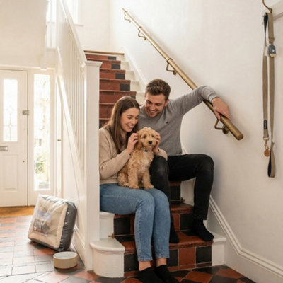 Forgeworks Premium Antique Brass 3.6m Indoor Stair Handrail Kit. Easy Install all in One Box with brackets & endcaps 5Yr Guarantee