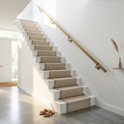 Forgeworks Premium Antique Brass 3.6m Indoor Stair Handrail Kit. Easy Install all in One Box with brackets & endcaps 5Yr Guarantee