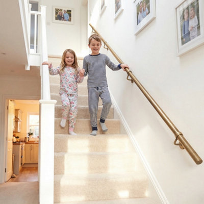 Forgeworks Premium Antique Brass 3.6m Indoor Stair Handrail Kit. Easy Install all in One Box with brackets & endcaps 5Yr Guarantee