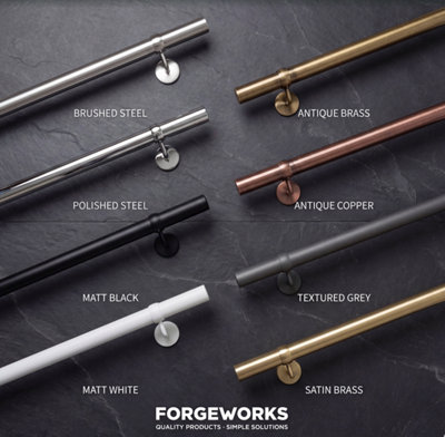 Forgeworks Premium Antique Brass 3.6m Indoor Stair Handrail Kit. Easy Install all in One Box with brackets & endcaps 5Yr Guarantee