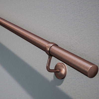 Forgeworks Premium Antique Copper 3.6m Indoor Stair Handrail Kit - Easy Install all in One Box including brackets and endcaps