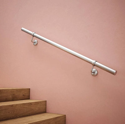 Forgeworks Premium - Brushed Stainless Steel - 1.2m Indoor Stair Handrail Kit - Easy Install in One Box with brackets & endcaps