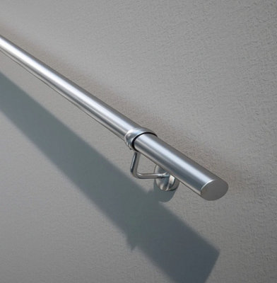 Forgeworks Premium Brushed Steel 3.6m Indoor Stair Handrail Kit. Easy Install all in One Box with brackets/endcaps. 5Yr Guarantee