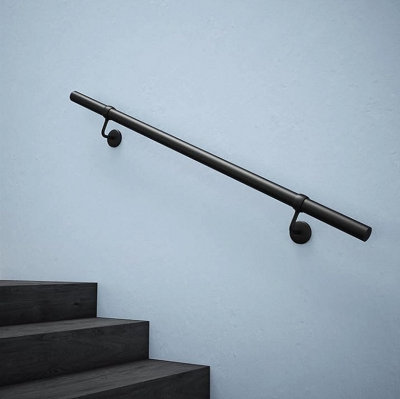 Forgeworks Premium - Matt Black - 1.2m Indoor Stair Handrail Kit - Easy Install all in One Box including brackets & endcaps