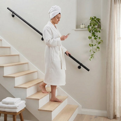 Forgeworks Premium Matt Black 2.4m Indoor Stair Handrail Kit - Easy ...