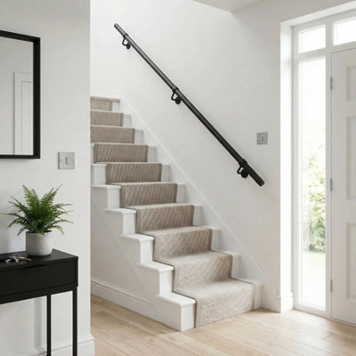 Forgeworks Premium Matt Black 2.4m Indoor Stair Handrail Kit - Easy ...