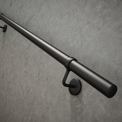 Forgeworks Premium Matt Black 3.6m Indoor Stair Handrail Kit - Easy Install all in One Box with brackets & endcaps - 5Yr Guarantee