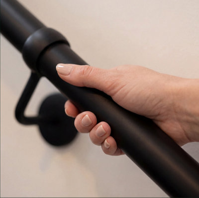 Forgeworks Premium Matt Black 3.6m Indoor Stair Handrail Kit - Easy Install all in One Box with brackets & endcaps - 5Yr Guarantee