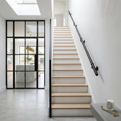 Forgeworks Premium Matt Black 3.6m Indoor Stair Handrail Kit - Easy Install all in One Box with brackets & endcaps - 5Yr Guarantee
