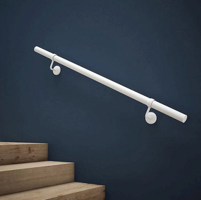 Forgeworks Premium - Matt White - 1.2m Indoor Stair Handrail Kit - Easy Install all in One Box including brackets & endcaps