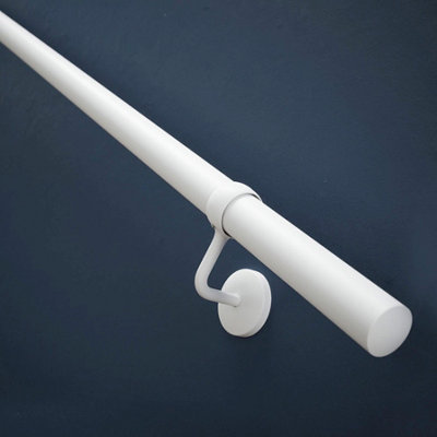 Forgeworks Premium Matt White 3.6m Indoor Stair Handrail Kit. Easy Install all in One Box with brackets & endcaps 5 Yr Guarantee