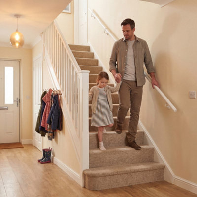 Forgeworks Premium Matt White 3.6m Indoor Stair Handrail Kit. Easy Install all in One Box with brackets & endcaps 5 Yr Guarantee