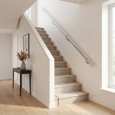 Forgeworks Premium Polished Steel 2.4m Indoor Stair Handrail Kit. Easy ...