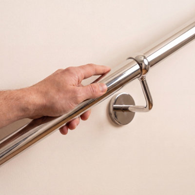 Forgeworks Premium Polished Steel 2.4m Indoor Stair Handrail Kit. Easy ...