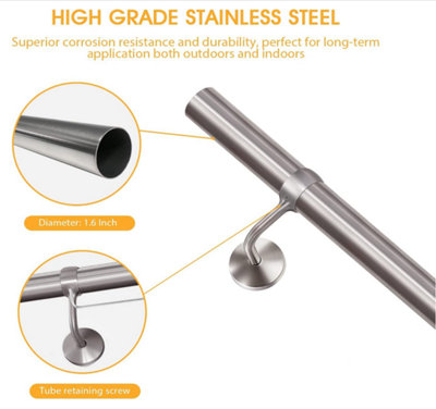 Forgeworks Premium Polished Steel 3.6m Indoor Stair Handrail Kit - Easy Install all in One Box including brackets and endcaps