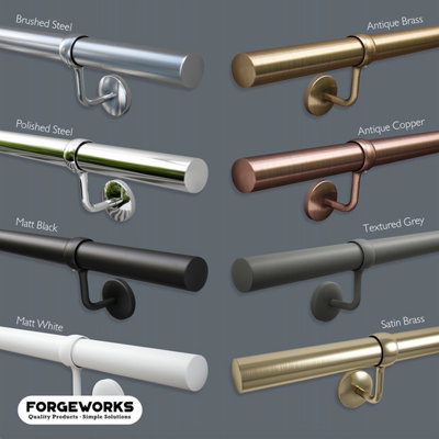 Forgeworks Premium Polished Steel 3.6m Indoor Stair Handrail Kit - Easy Install all in One Box - 6